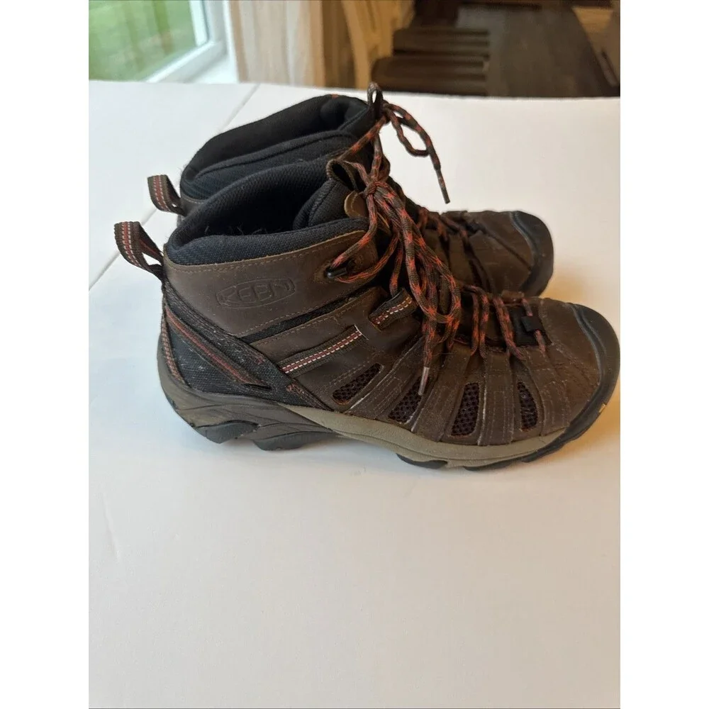 KEEN Men's Shitake Flint II Mid Utility Steel Toe Boots Size 9 D Shoe-Goo READ